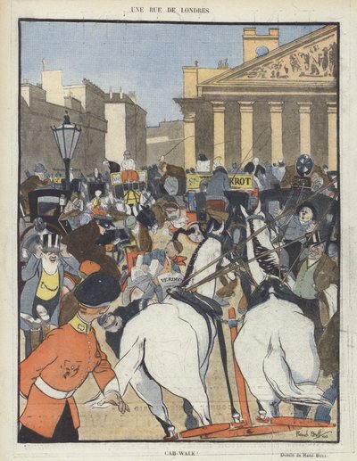 Une rue de Londres. Illustration pour Le Rire - René Bull