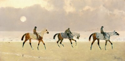 Cavaliers sur la plage à Dieppe - René Pierre Charles Princeteau