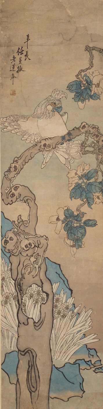 Perroquet dans un arbre fleuri, 1835-1893 - Ren Xun