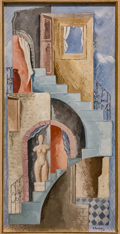 Statue et escalier - Renato Paresce