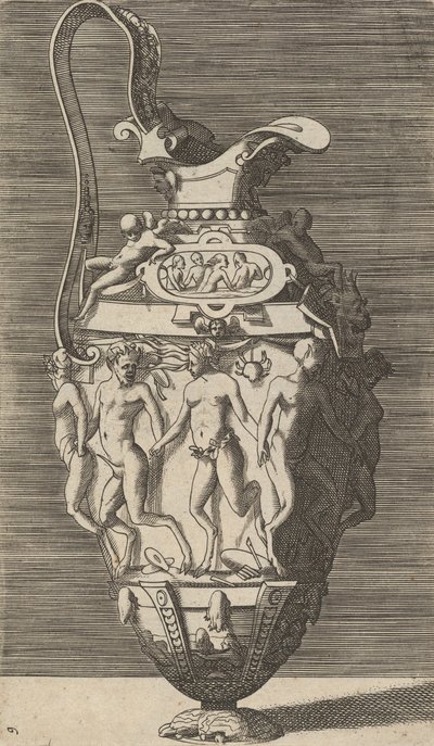 Vase avec femmes dansantes et satyres, fin du 17e siècle - Rene Boyvin