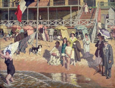 Baigneurs devant le Grand Hôtel, Cabourg, vers 1920 - René François Xavier Prinet
