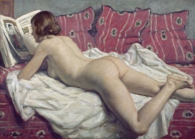 Nu sur un Divan Rose, vers 1925 - René François Xavier Prinet
