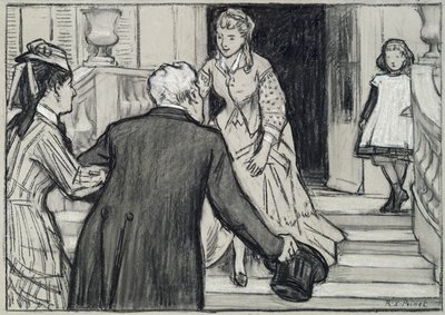 La visite, illustration de La Jeune Fille Bien Élevée par René Boylesve - René François Xavier Prinet