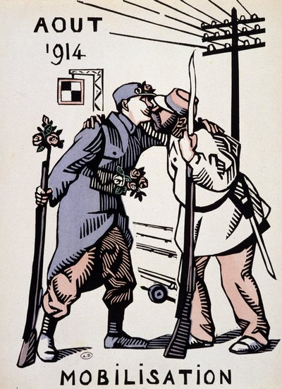 Août 1914, Mobilisation - dessin par Herman Paul, dans « Calendrier de la guerre » éd. 1916 - Rene George Hermann Paul