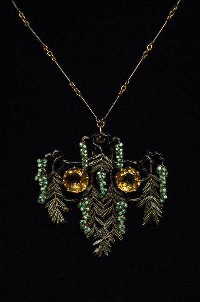 Art Nouveau: collier en or, topaze et émaux - Rene Jules Lalique