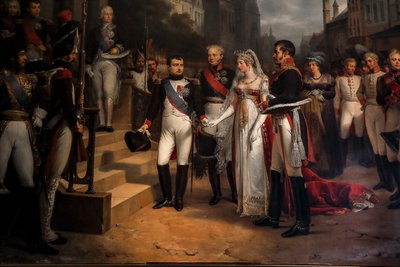 Napoléon reçoit la reine de Prusse à Tilsitt - Rene Theodore Berthon