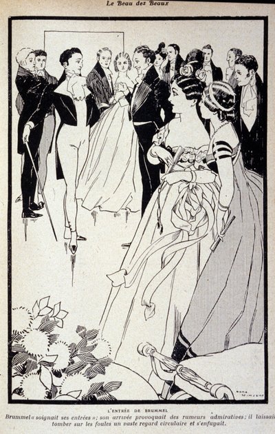 Représentation de George Bryan Brummel connu sous le nom de Beau Brummel (1778 - 1840), le roi des dandys. Illustration de René Vincent. 19ème siècle - Rene Vincent