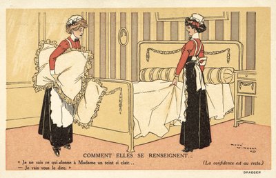Deux servantes changeant les draps - Rene Vincent