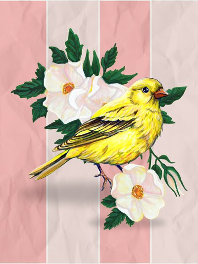 Roses sauvages Yellow Bird - Renee Machan Cottagecore Artist