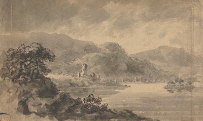 Paysage avec rivière, château et montagnes - Rev. William Gilpin