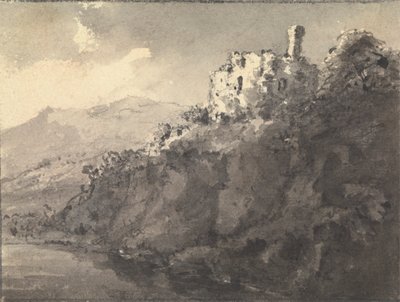 Paysage avec un château sur une colline à droite - Rev. William Gilpin