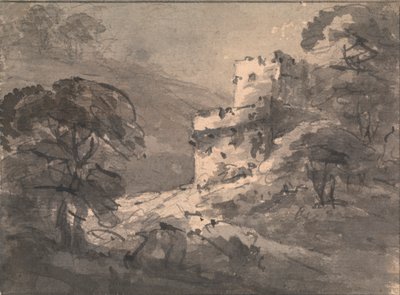 Paysage avec un château en ruine à droite - Rev. William Gilpin