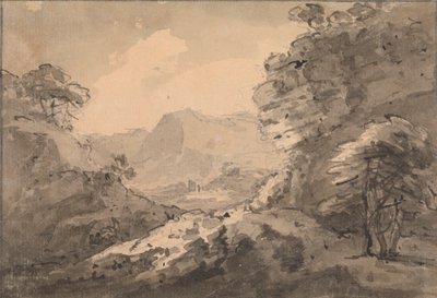 Paysage montagneux avec rocher à droite - Rev. William Gilpin