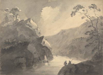 Paysage montagneux avec rivière sinueuse et château - Rev. William Gilpin