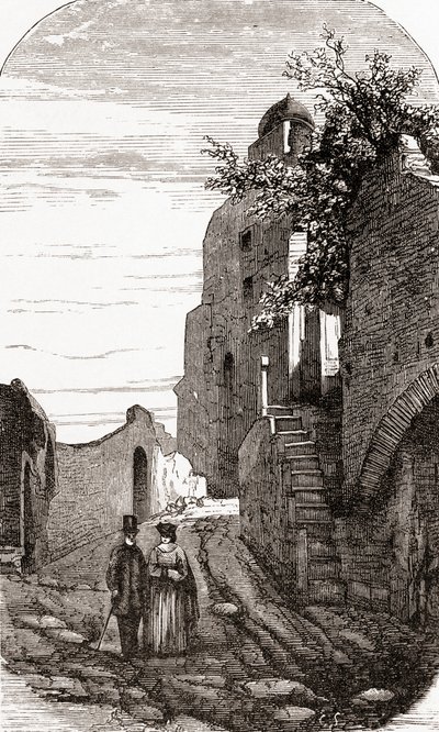 Clivus Victoria sur la colline du Palatin, Rome, Italie à la fin du XIXe siècle. Tiré de 