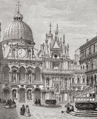 Cour de Palais des Doges, Venise, Italie à la fin du 19e siècle. De Images italiennes par le Rév. Samuel Manning, publié vers 1890. - Reverend Samuel Manning