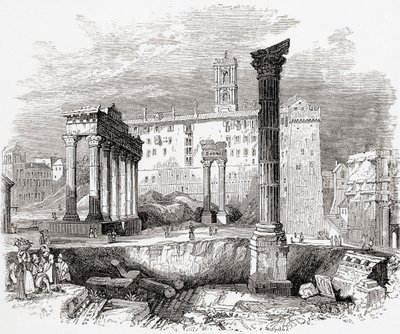 Dans le Forum, en direction du Capitole, Rome, Italie à la fin du XIXe siècle. Tiré de 