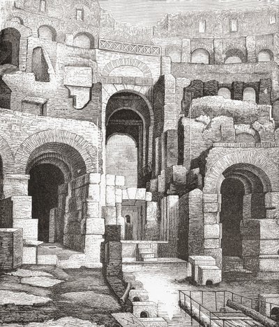 Intérieur du Colisée, Rome, Italie depuis les fouilles de 1874. De Italian Pictures par le Rév. Samuel Manning, publié vers 1890. - Reverend Samuel Manning