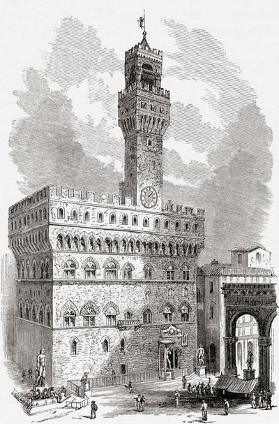 Le Palazzo Vecchio, Florence, Toscane, Italie à la fin du 19ème siècle. De Italian Pictures par le Rév. Samuel Manning, publié vers 1890 - Reverend Samuel Manning