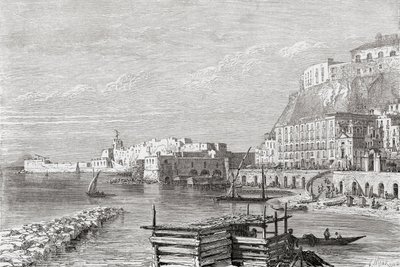 Le Quai de Santa Lucia, Naples, Italie à la fin du 19ème siècle. De Italian Pictures par Rev. Samuel Manning, publié vers 1890 - Reverend Samuel Manning
