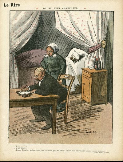 Illustration par Ricardo Flores (1878-1918) dans Le Lire, 08/02/13 - On ne peut pas satisfaire - Médical, Architecture intérieure - Ricardo Flores