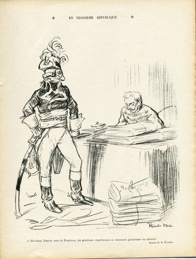 Illustration de Ricardo Flores (1878-1918) dans Le Lire, 29/11/13 - Dans la Troisième République - Ière République - Général Généraux, Baptiste Faurie (1853-1938) - Ricardo Flores