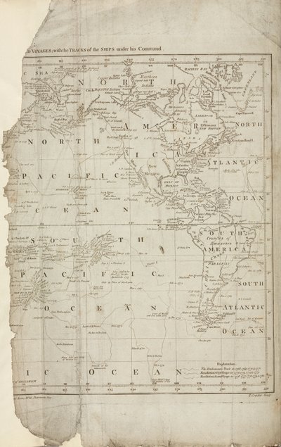 Carte des voyages de Cook, vers 1780 - John Pardon