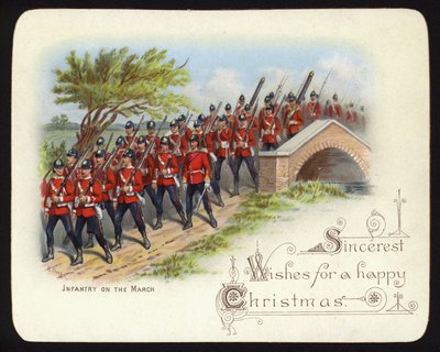 Infanterie en marche, carte de vœux de Noël - Richard (after) Simkin