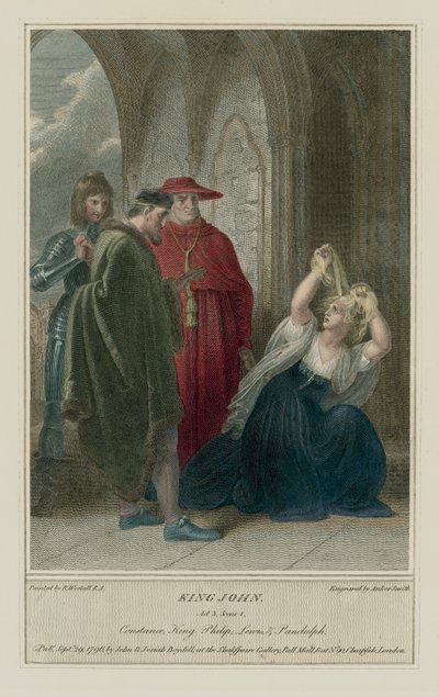 Illustration pour Le Roi Jean de Shakespeare, Acte III, Scène 4 (gravure en couleur) - Richard (after) Westall