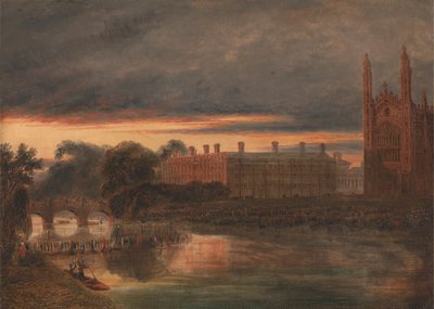 Procession de bateaux sur la rivière Cam en dessous du Clare College, Cambridge - Richard Banks Harraden