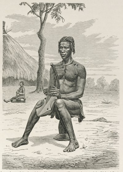 Un joueur de harpe des Azandeh ou Nyam-Nyams, de 