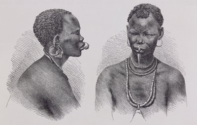 Femme Moru avec ornement de lèvre, de 