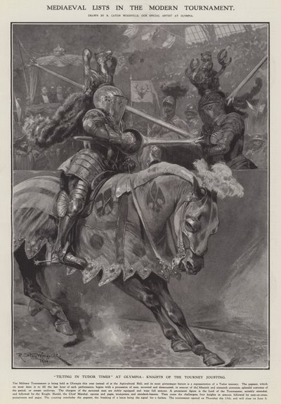 Listes médiévales dans le tournoi moderne (lithographie) - Richard Caton II (after) Woodville