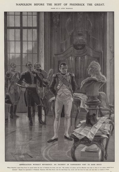 Napoléon devant le buste de Frédéric le Grand (lithographie) - Richard Caton II (after) Woodville