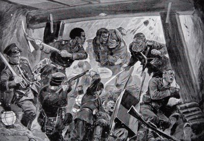 La guerre russo-japonaise : une lutte corps à corps dans les terrassements à Port Arthur, illustration de 