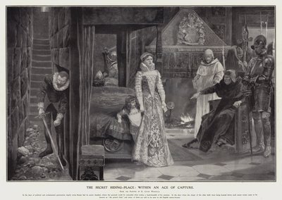La cachette secrète : à un cheveu de la capture (litho) - Richard Caton II (after) Woodville