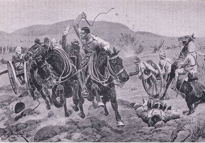 Artillerie de campagne entrant en action (litho) - Richard Caton II Woodville