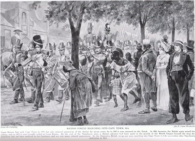 Les forces britanniques marchant dans Le Cap, illustration de 