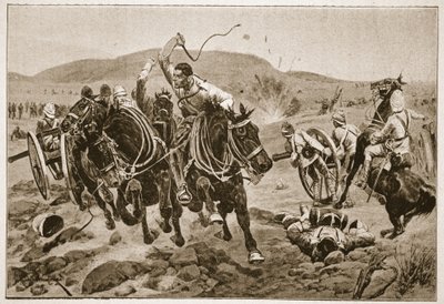 Artillerie de campagne entrant en action, illustration de 