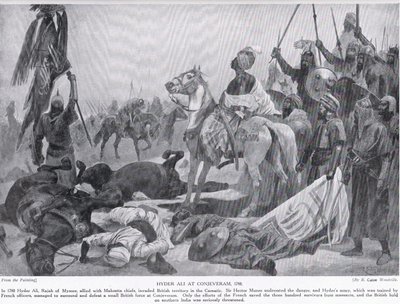 Hyder Ali à Conjeveram en 1780, illustration de l