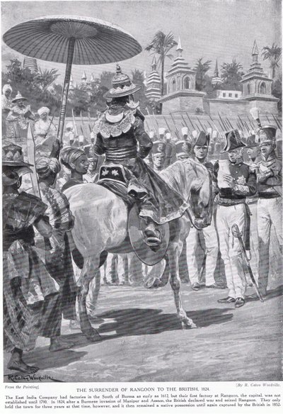 La reddition de Rangoon aux Britanniques, 1824, illustration de 