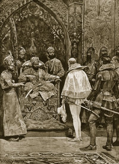 Une première ambassade anglaise en Inde, 1599, illustration de 