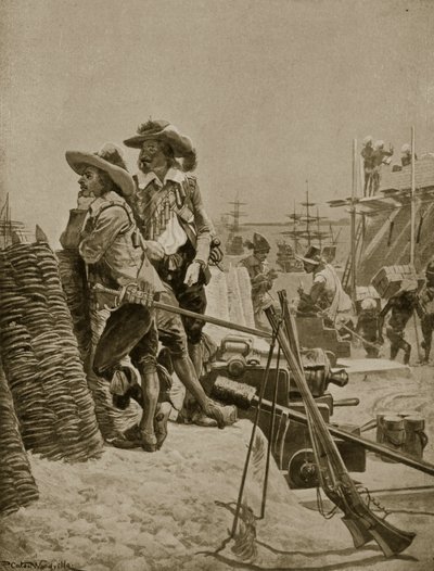 Construction du premier Fort à Madras, 1640, illustration de 