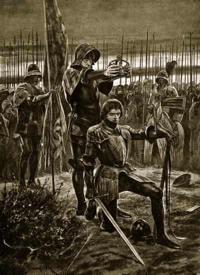 Henri VII couronné à Bosworth, illustration de 