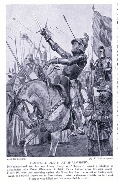 La mort de Hotspur à Shrewsbury, années 1920 - Richard Caton Woodville junior