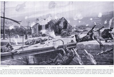 Comment le caporal C A Jarvis a fait sauter un pont à Jemappes près de Mons et a remporté la VC, août 1914 - Richard Caton Woodville junior