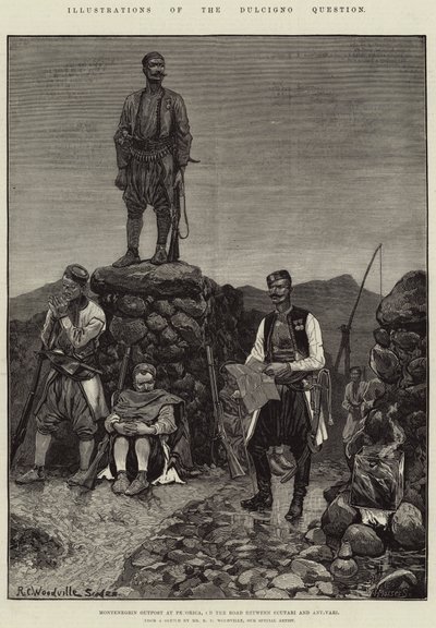 Illustrations de la Question de Dulcigno, Avant-poste monténégrin à Pecorica, sur la route entre Scutari et Antivari - Richard Caton Woodville junior