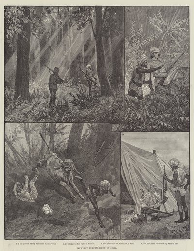 Ma première chasse au buffle en Inde - Richard Caton Woodville junior