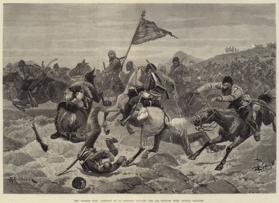 La guerre afghane, conflit de la 1ère cavalerie du Pendjab et des 15e hussards avec la cavalerie afghane - Richard Caton Woodville junior